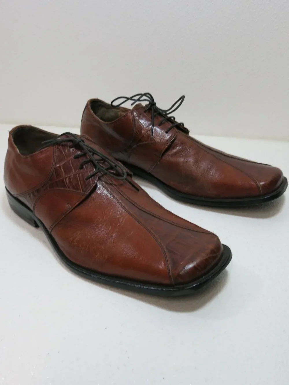 Michele Olivieri Croco Leather Comfort Dress Men's Footwear Oxfords Shoes Sz 10